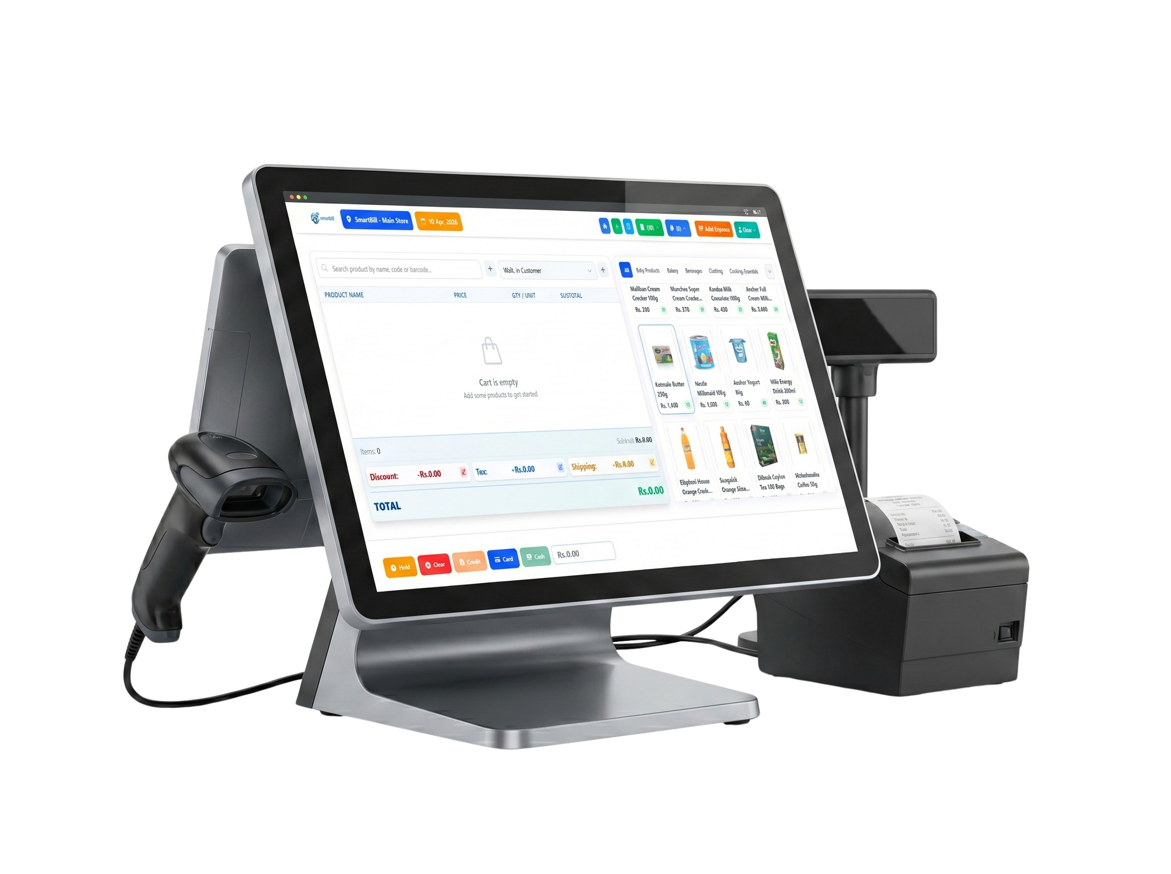 SmartBillPos dashboard showing billing, stock, and reporting