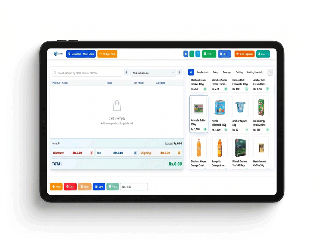 SmartBillPos inventory and stock control